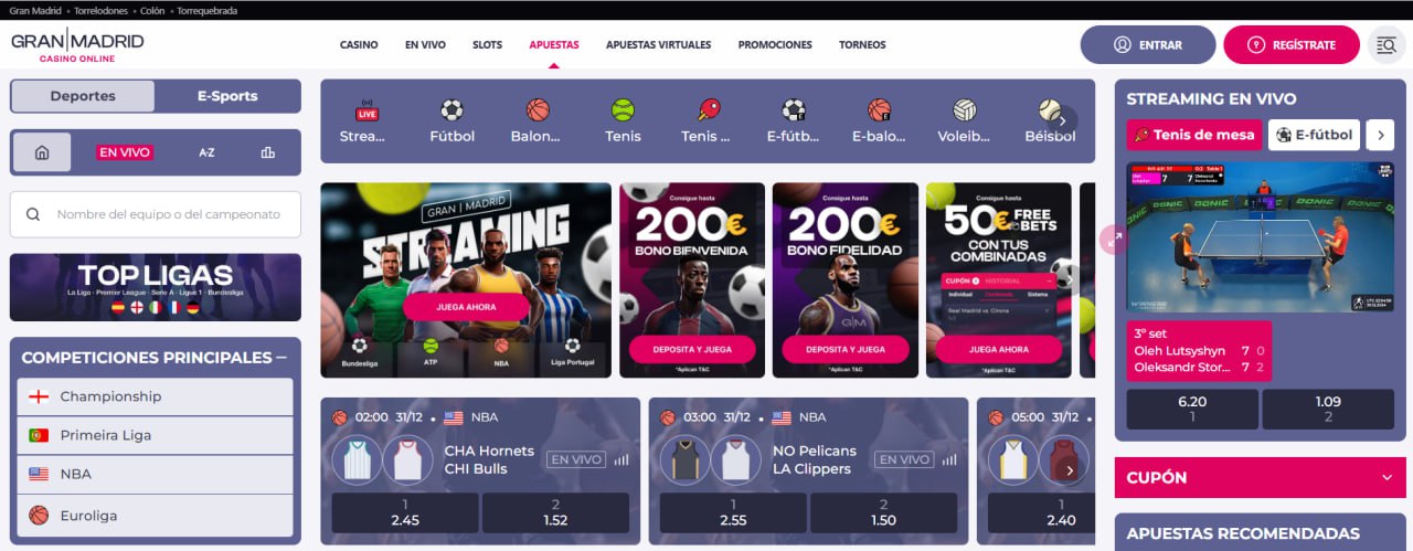 Apuestas deportivas Casino Gran Madrid