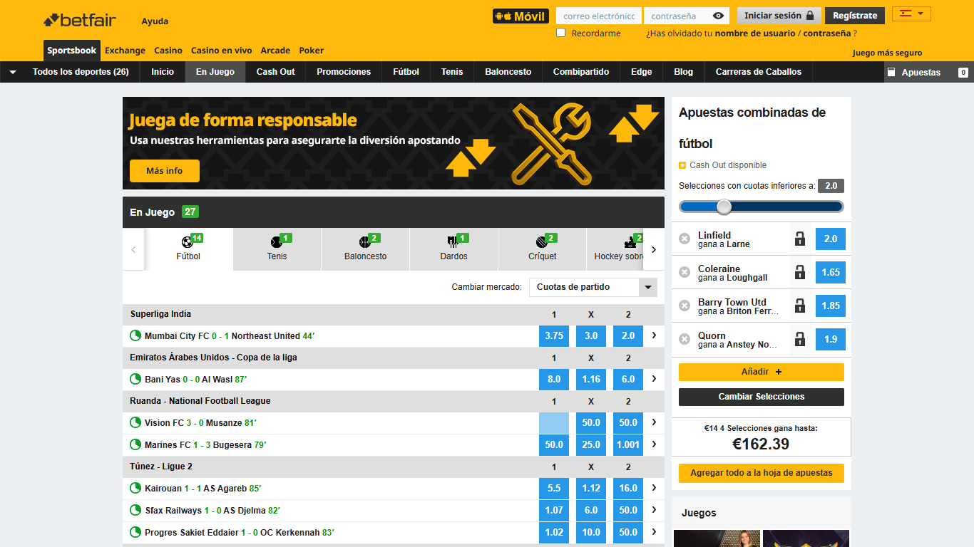 Betfair Bookmaker Live Betting Spain, apuestaes.tv