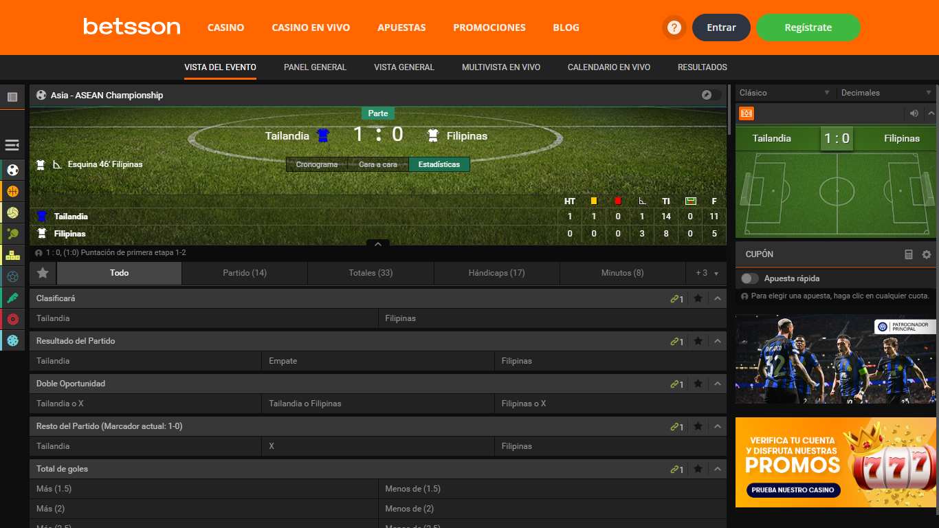 Betsson Live Sport Betting Spain, apuestalegal24.com