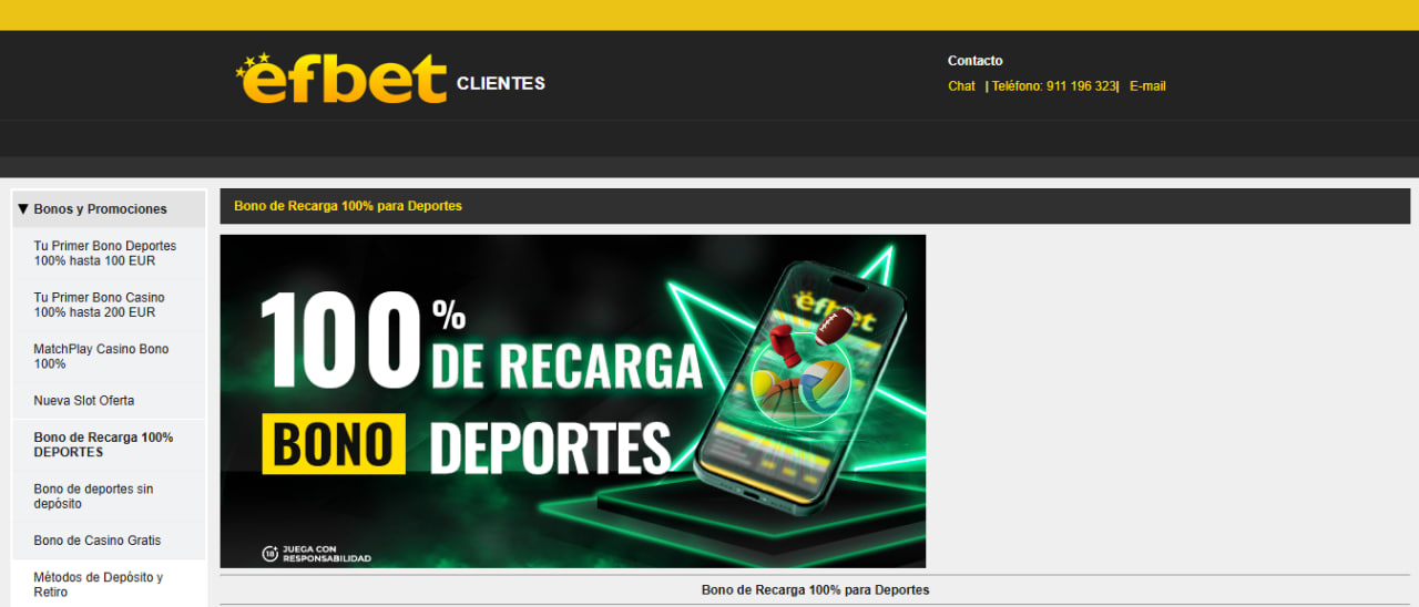 Bonos y promociones Efbet