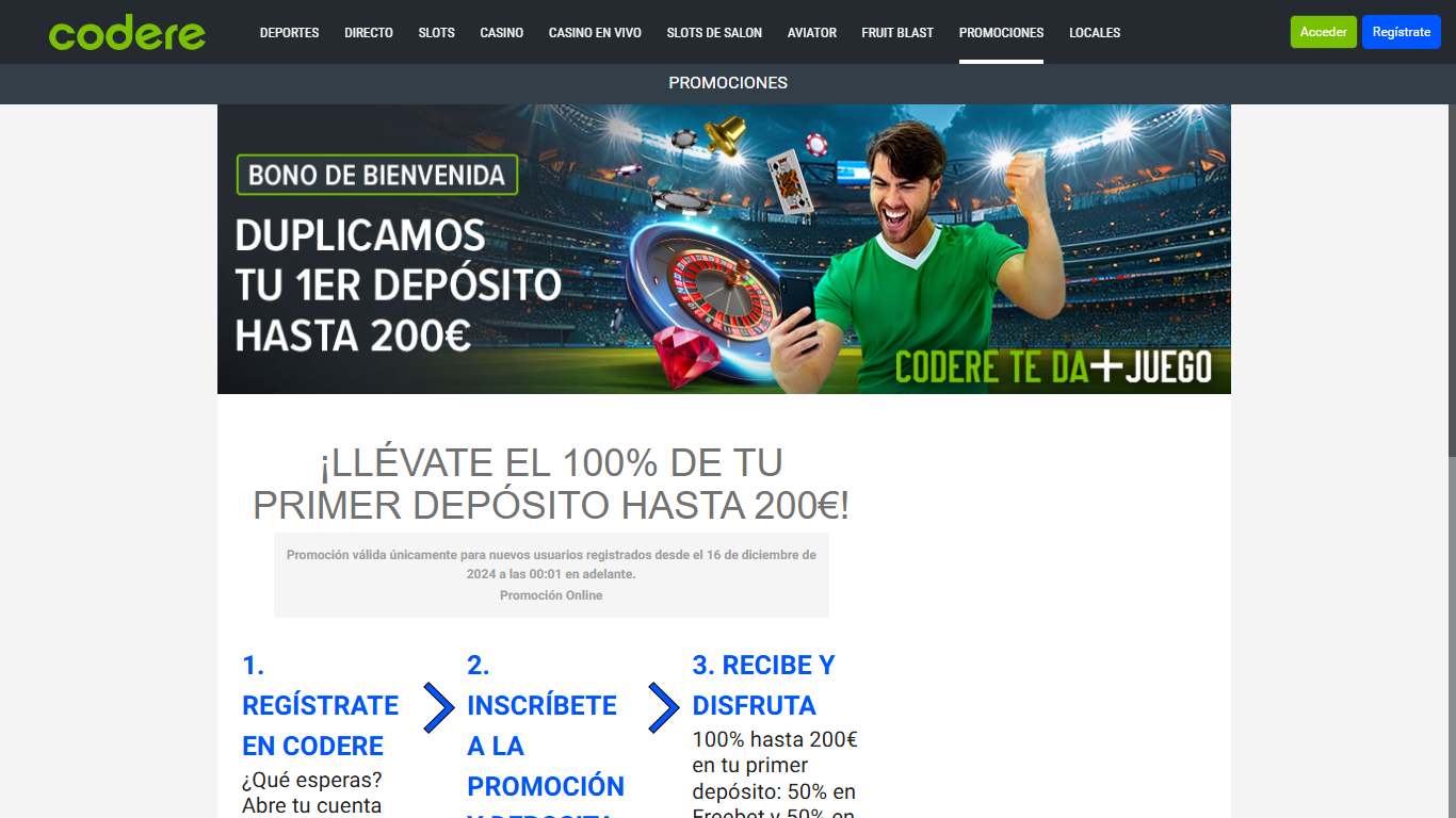 Codere Welcome Sport Bonus Spain