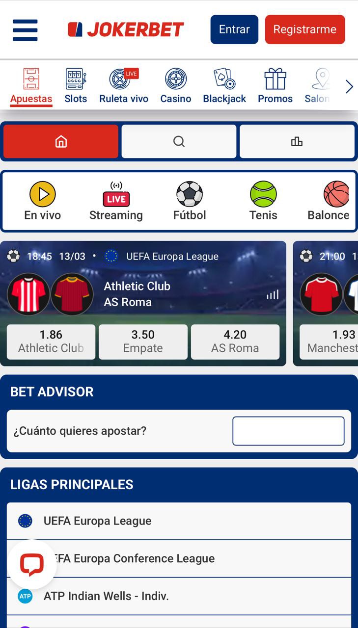 Sección de apuestas en JOKERBET Casa de apuestas