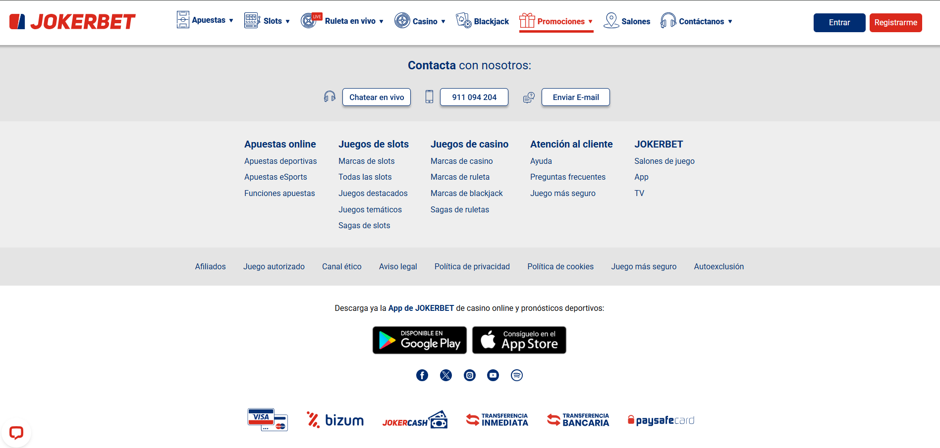 Sección de contacto JOKERBET Apuestas