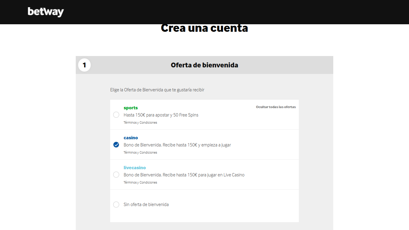 Betway Registration bonus Spain
