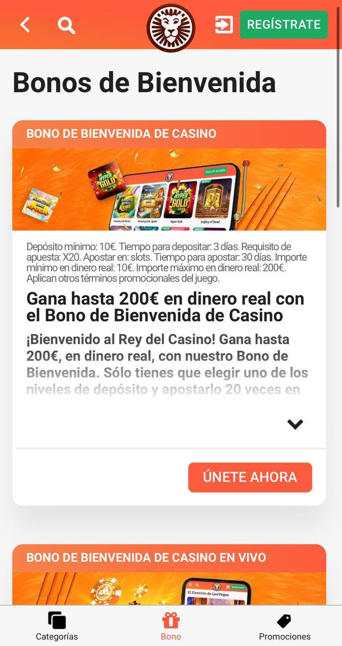 Bonos y promociones Leovegas Casino Mobile