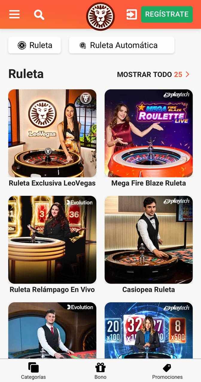 Casino en vivo Leovegas Casino Mobile