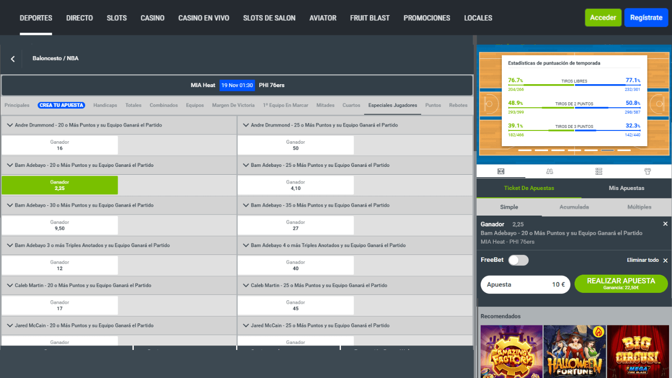 Codere Basketball - Apuestas a Jugadores (Player Props)