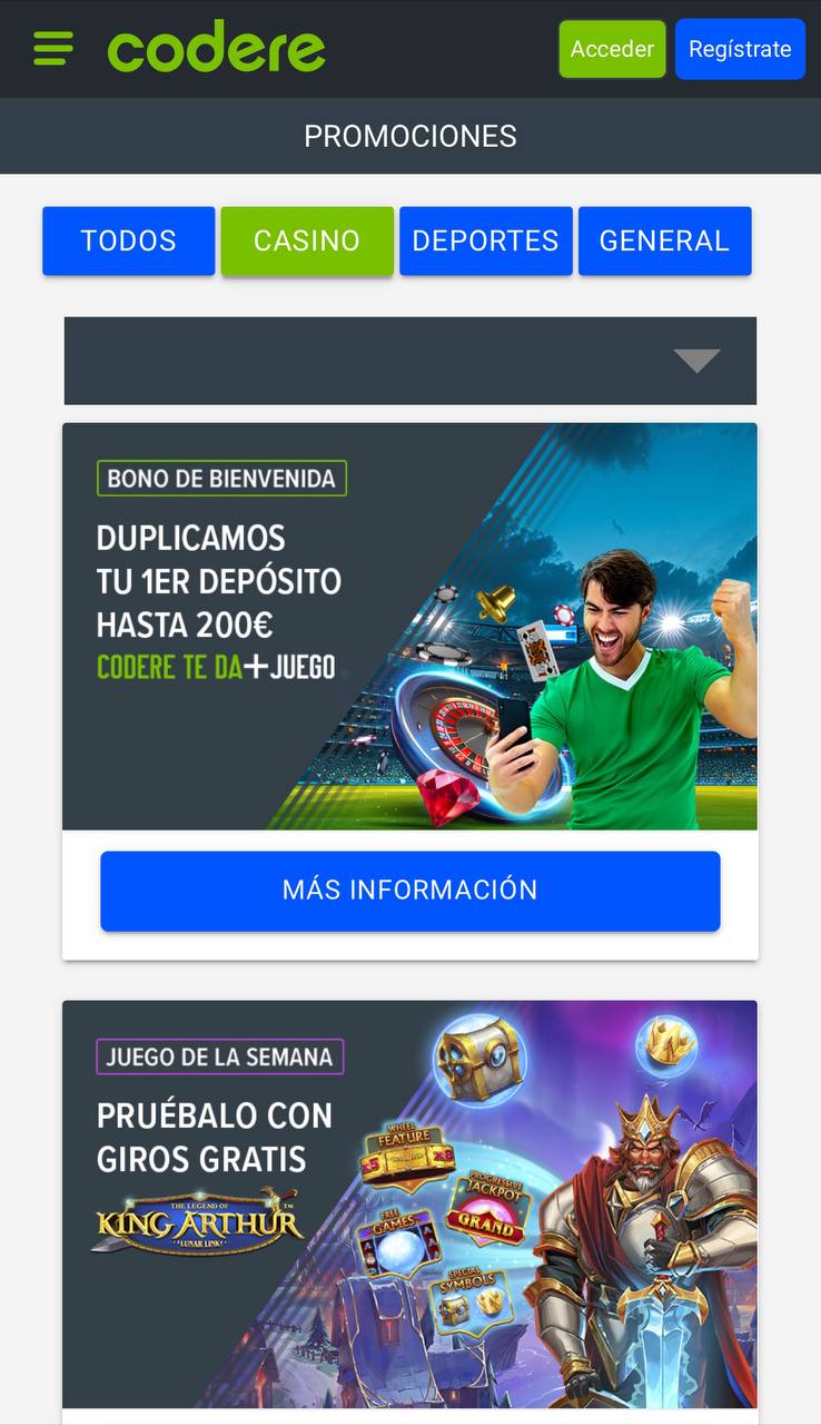 Bonos y promociones de Codere Casino España