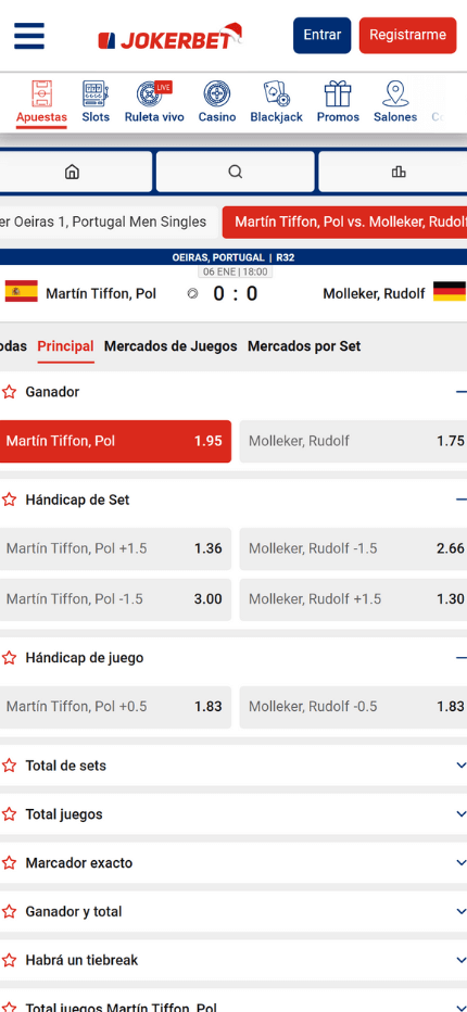 Jokerbet - Apuesta al ganador del partido (mobile screen)