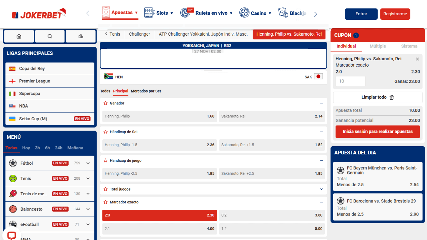 Jokerbet - Apuestas al resultado exacto