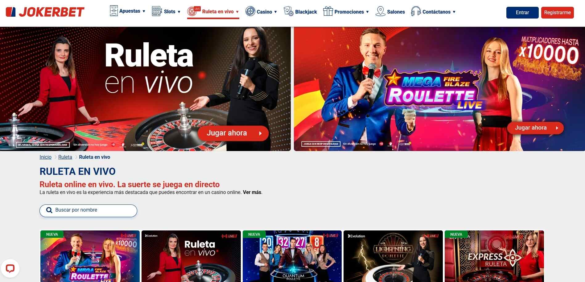 Ruleta en vivo JOKERBET Casino