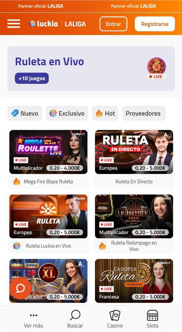 Juegos de ruleta en vivo en Luckia Casino