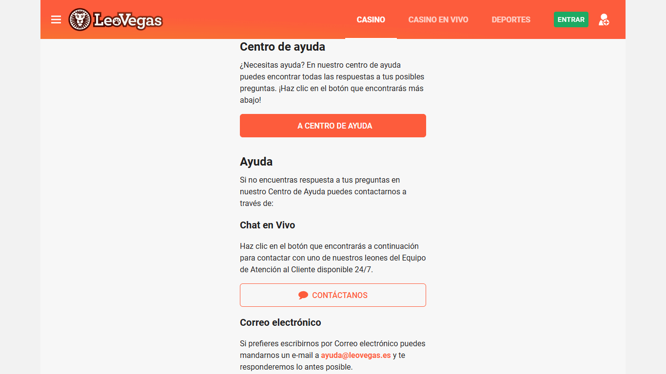 LeoVegas Support Spain