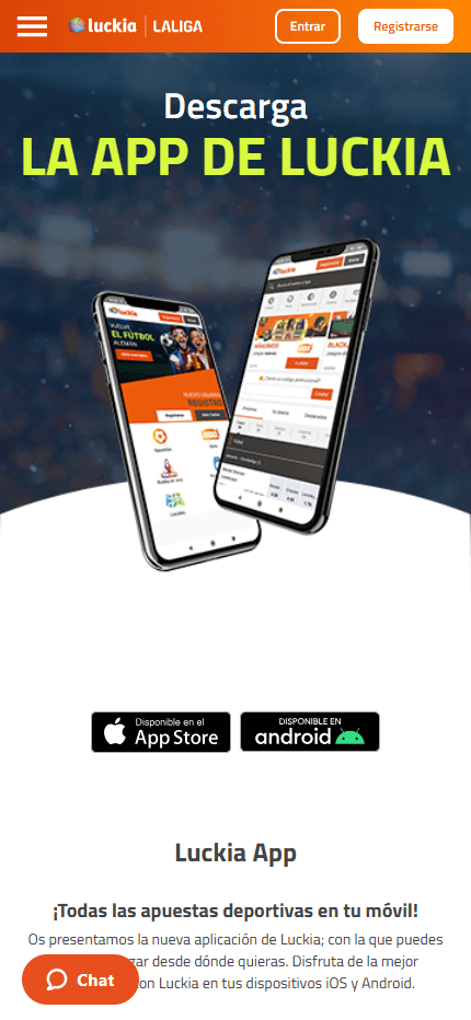 Luckia Mobile App Spain (Mobile screen)