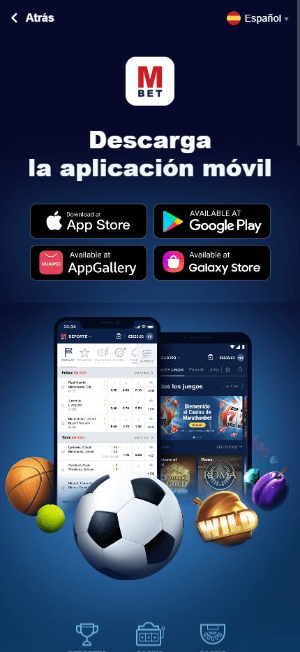 Marathonbet Mobile App Spain (Mobile screen)