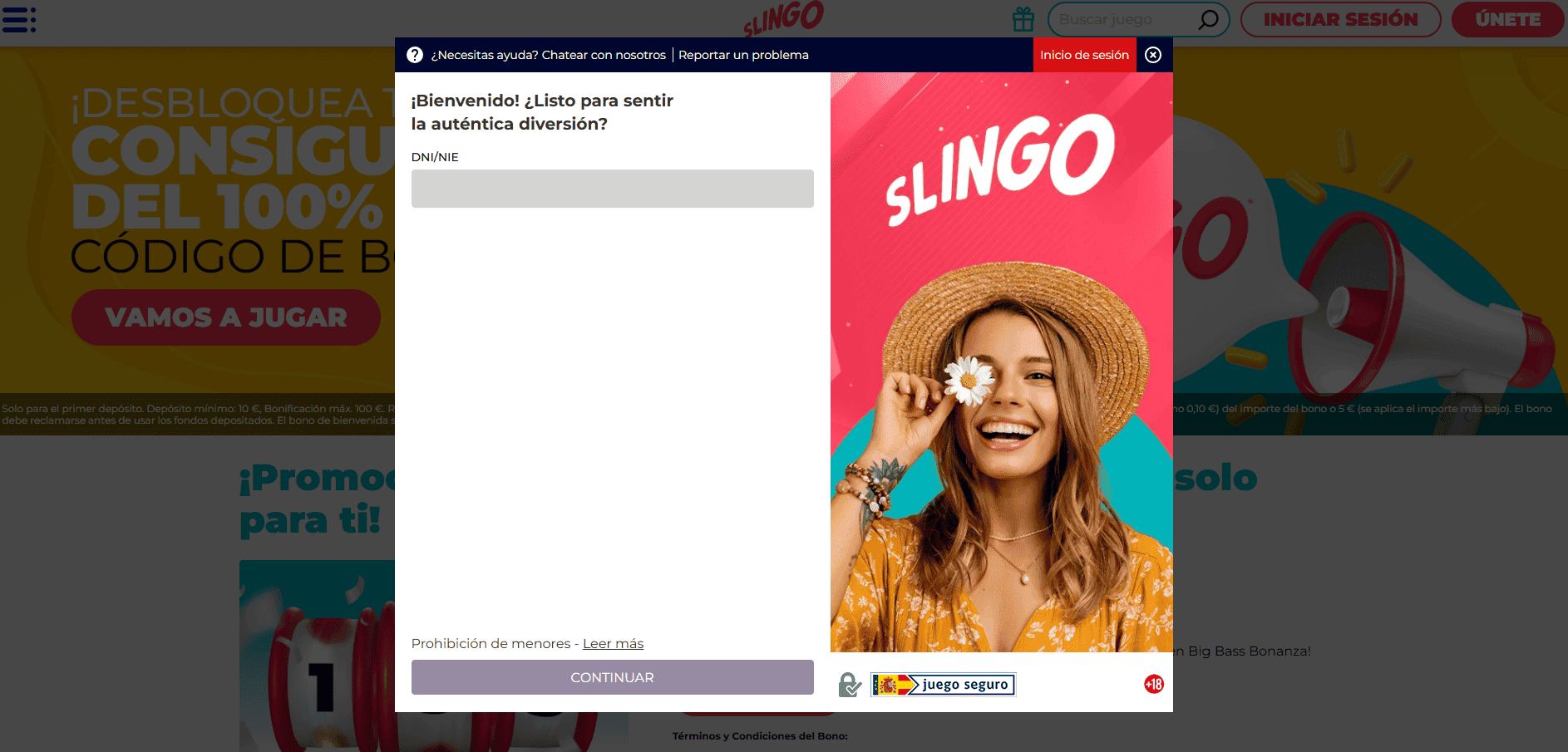 Slingo cómo registrarse