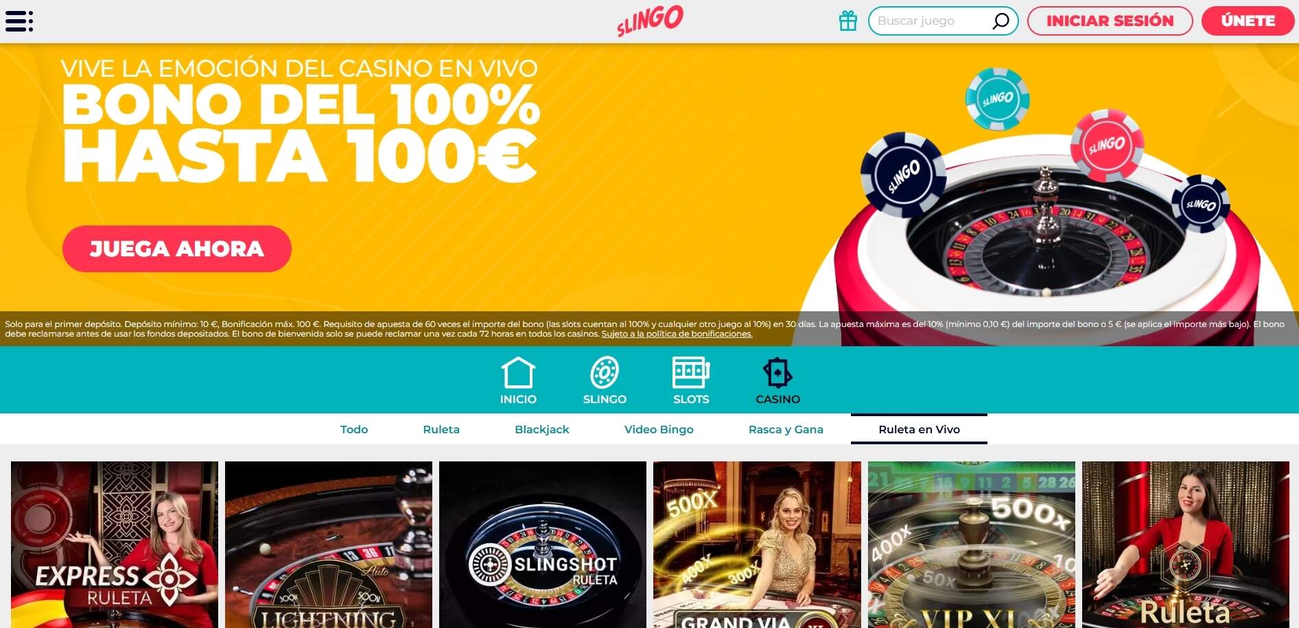 Slingo casino en vivo