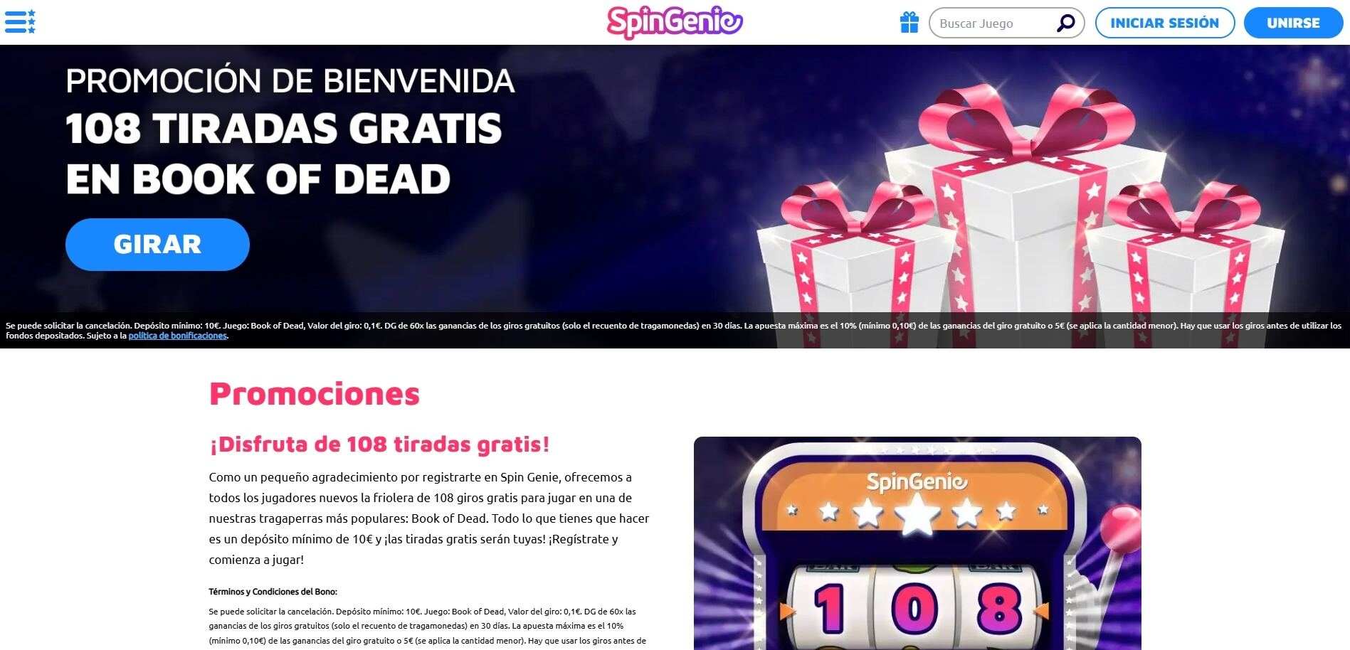 Spin Genie promos España 