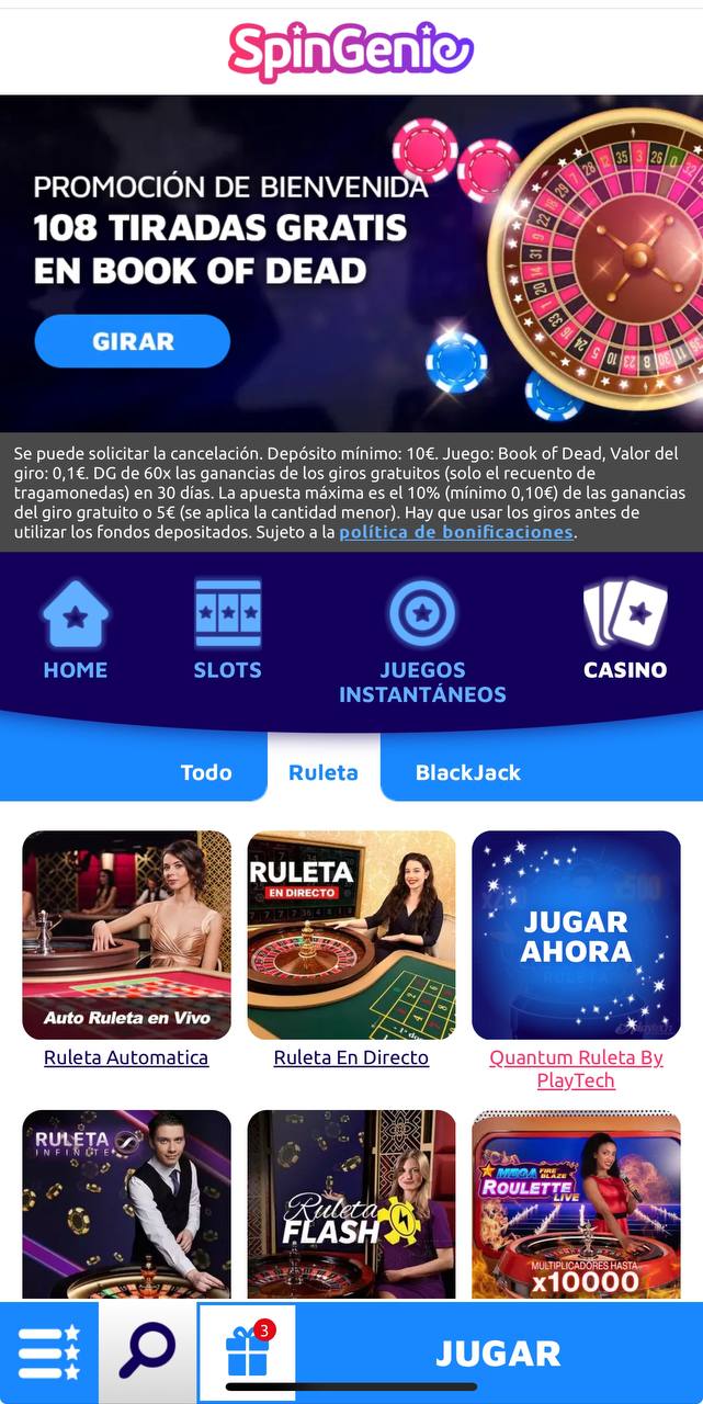 Spingenie España casino en vivo