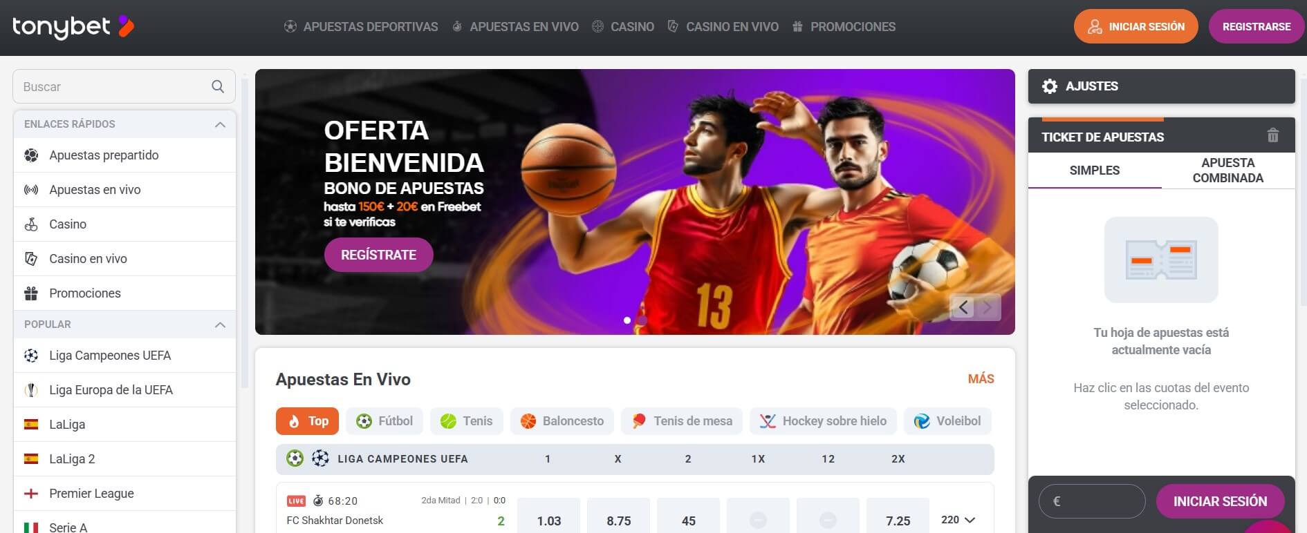 Tonybet apuestas deportivas legales en España