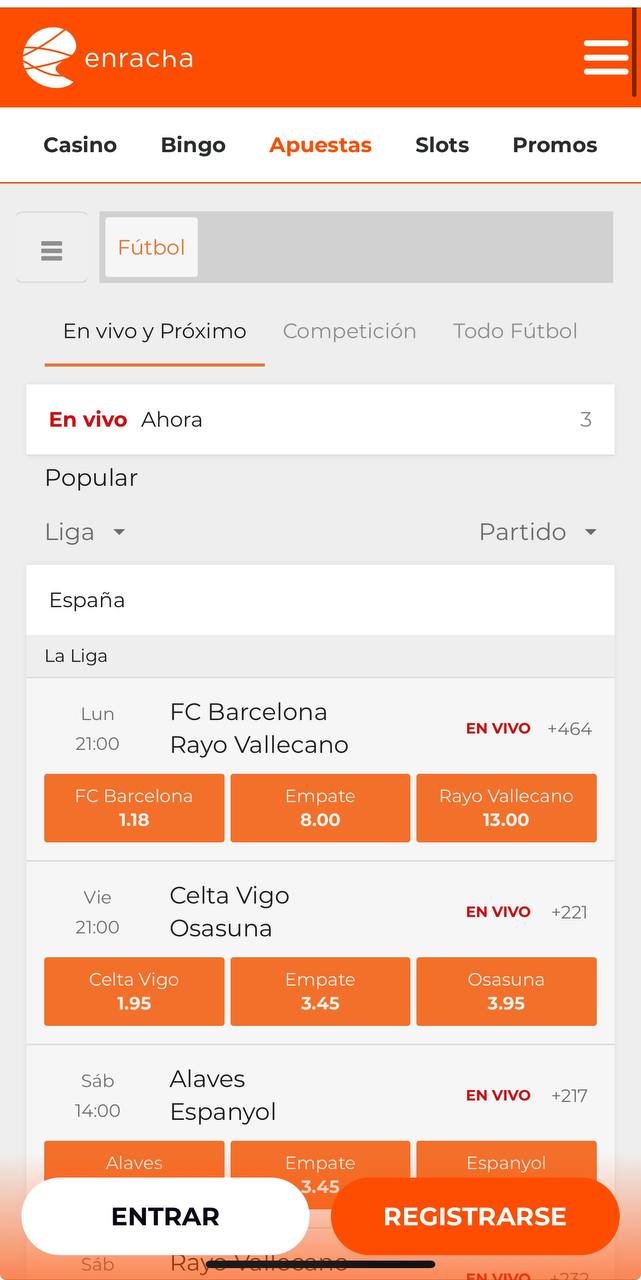 Apuestas de fútbol en Enracha