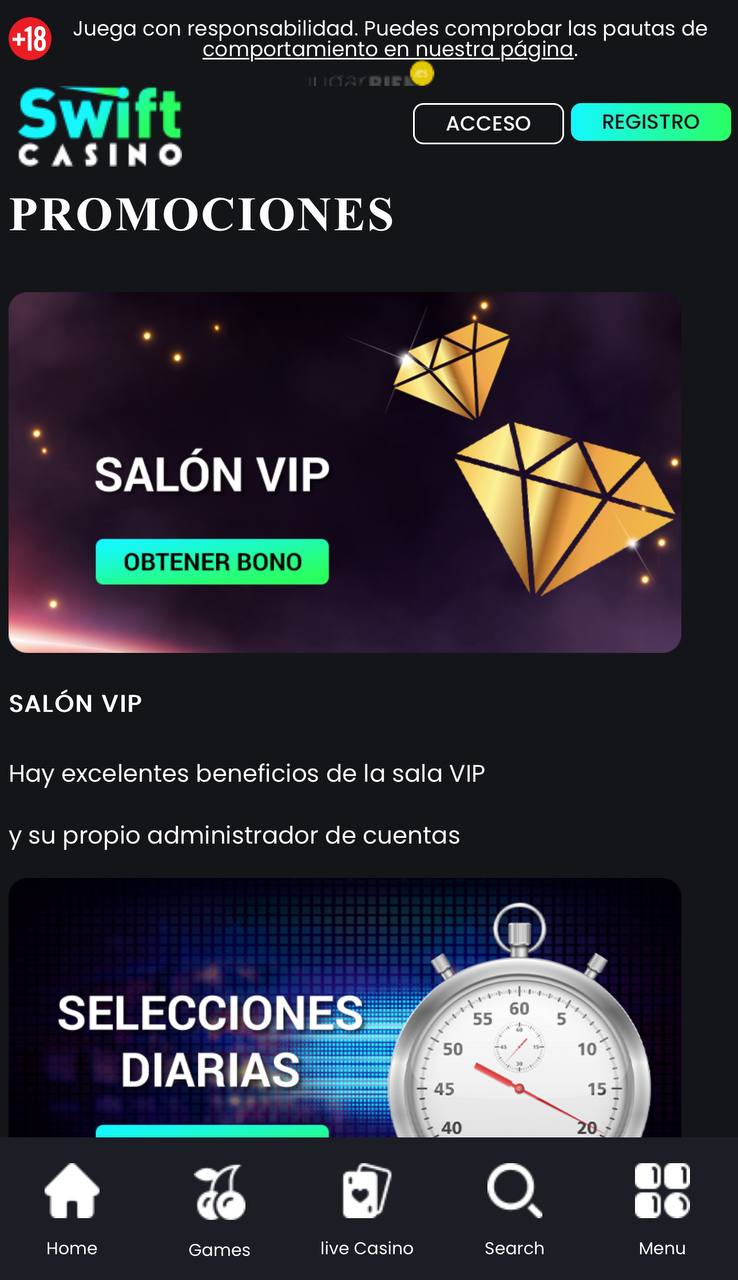 Promociones en Swift Casino