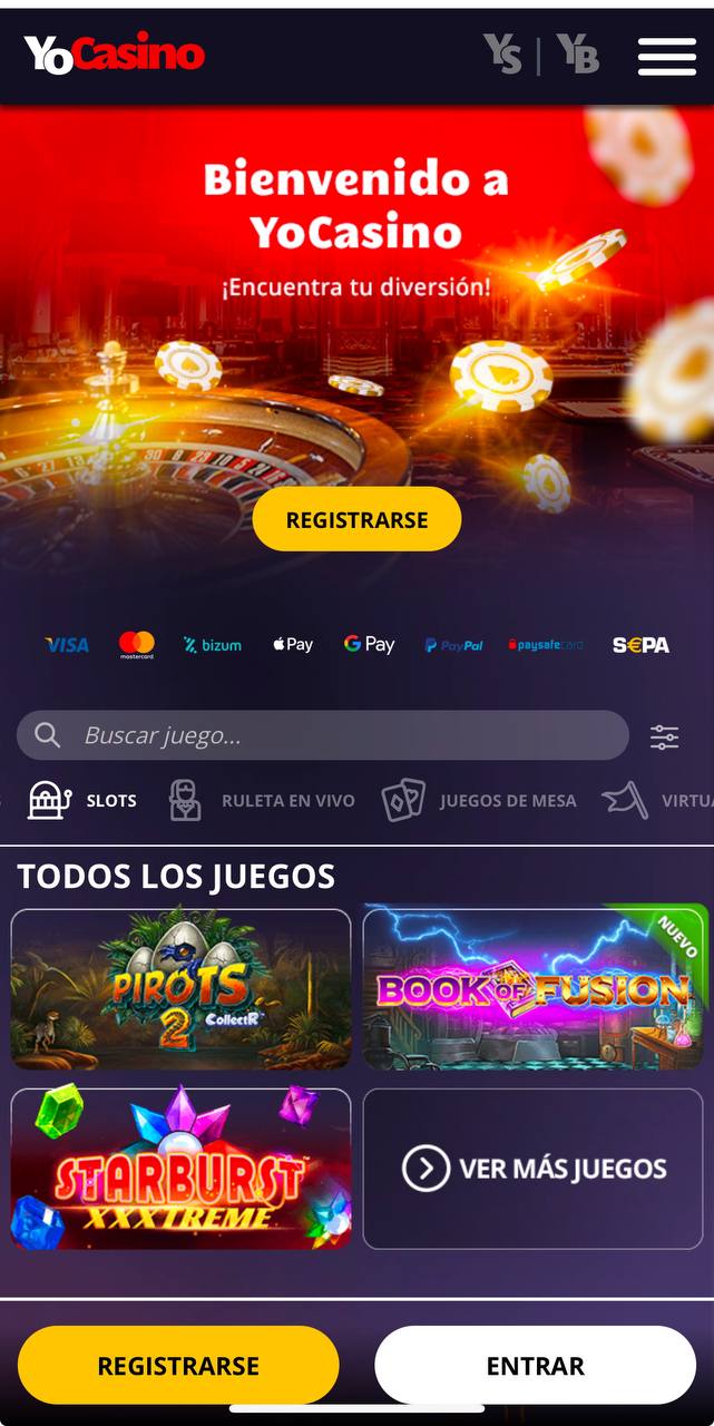 Sección de slots en YoCasino