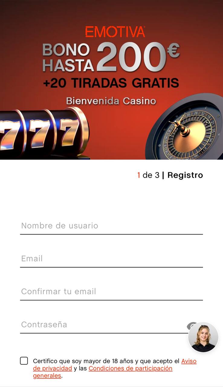 Crear una cuenta en Emotiva Casino