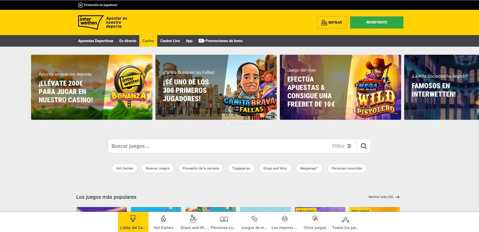 Página principal de Casino Interwetten