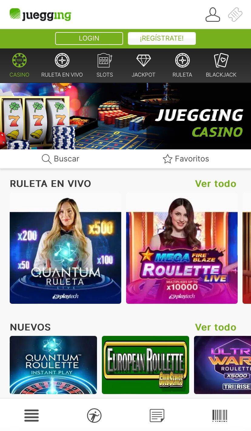 Página principal de Casino Juegging