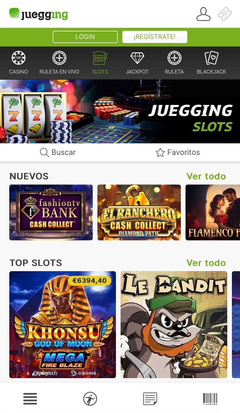 Sección de slots en Juegging Casino