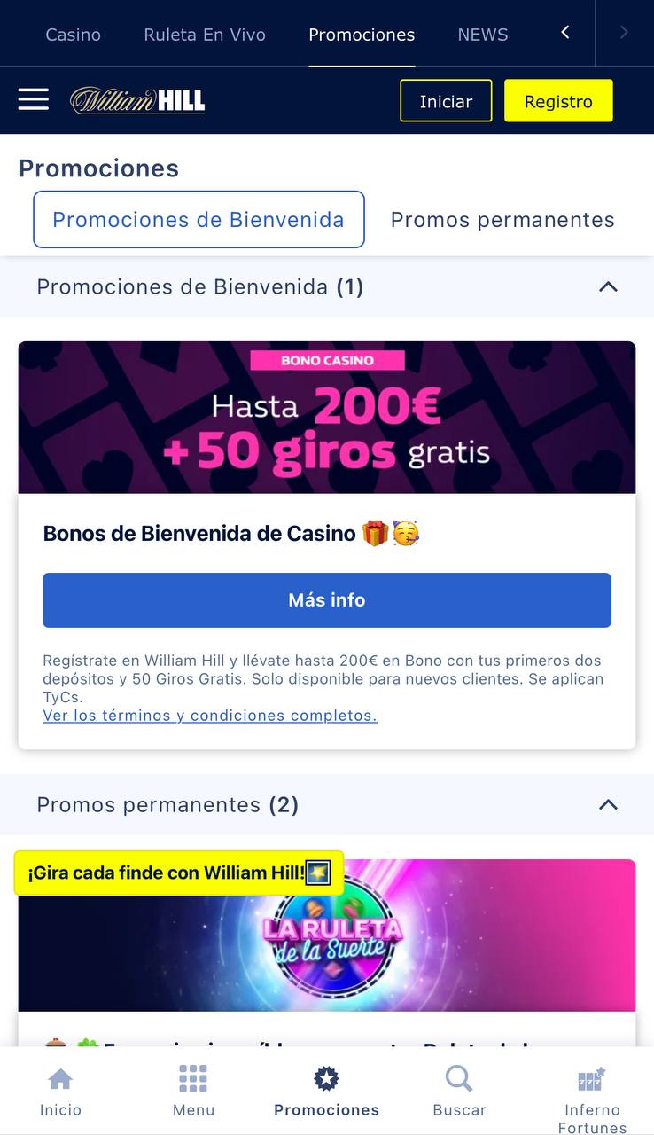 Promociones en William Hill Casino